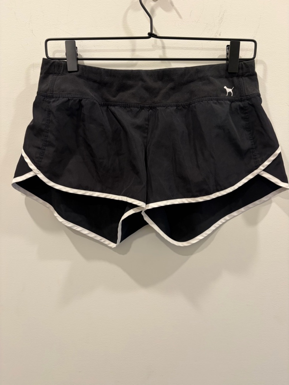 PINK Victoria's Secret Y2K Black Athletic Shorts with White Piping